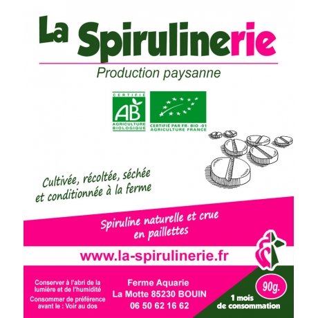 Spiruline Bio francaise artisanale Bouin en comprimés cure de 1 mois