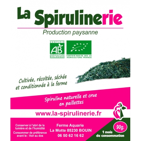 Acheter Spiruline Bio francaise artisanale Bouin en paillettes cure 1 mois